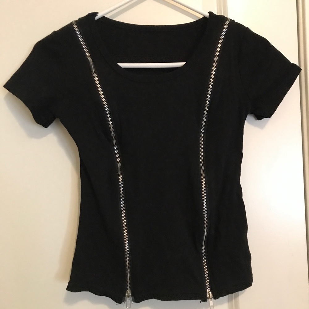 Zippered Black Tee